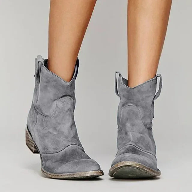 Elegante Flache Stiefeletten aus Wildleder für Damen