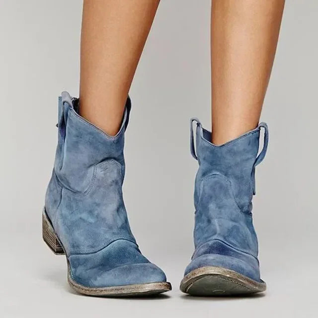 Elegante Flache Stiefeletten aus Wildleder für Damen