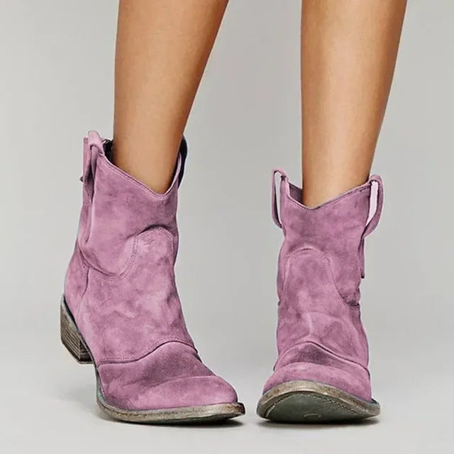 Elegante Flache Stiefeletten aus Wildleder für Damen