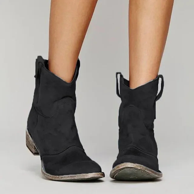 Elegante Flache Stiefeletten aus Wildleder für Damen