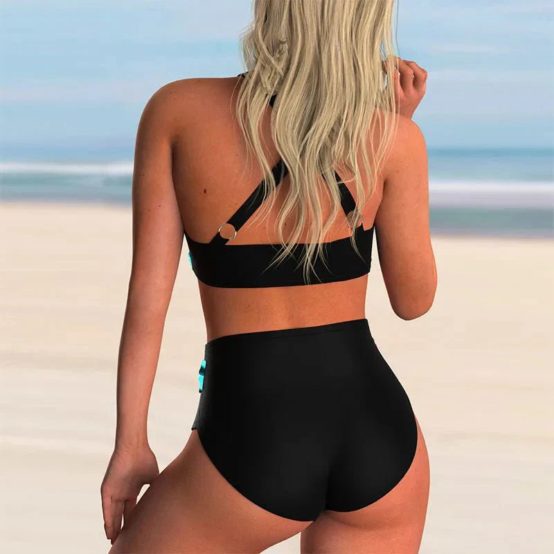 Elegantes Push-Up-Bikini-Set mit hohem Bund für Damen